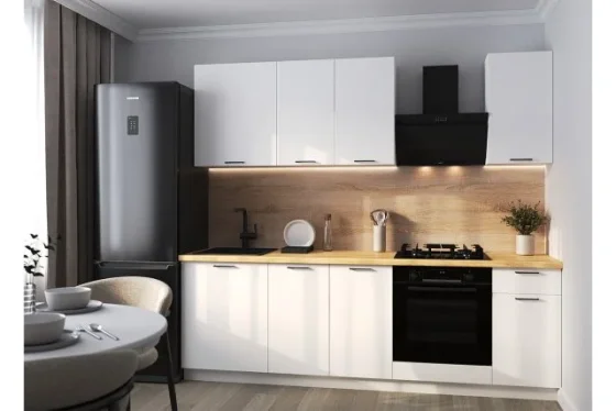 Кухонный гарнитур Hoff Хлоя, 240х214х60 см, цвет каркаса белый, белый софт